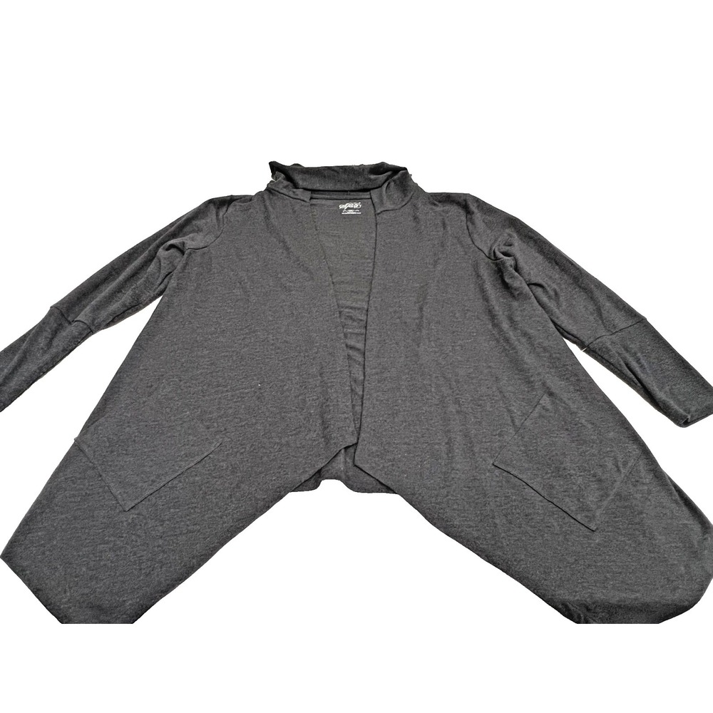 NEW Women's XXL STYLE & CO Sport Charcoal  Gray  Hooded Open Wrap